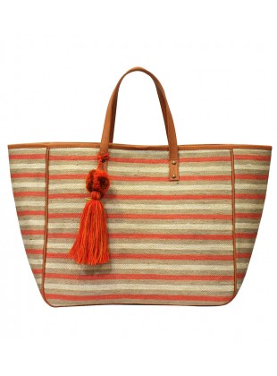 Striped Jute Bucket bag